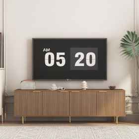 Wood Modern TV Stand Fluted 68 T, Entertainment Center With Storage Doors, TV Console Media Cabinet,  For 55  Inch TV, Living Room (Option: Wood)